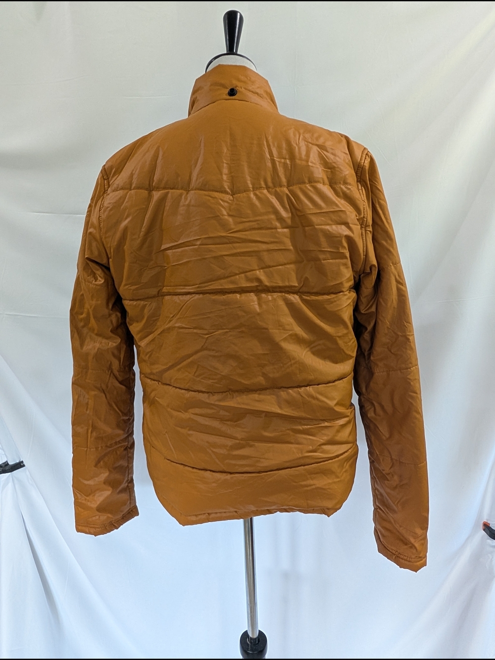 Hurley Quilted Puffer Jacket Large Mustard Brown Snap Zip Lightweight Coat - Picture 5 of 6
